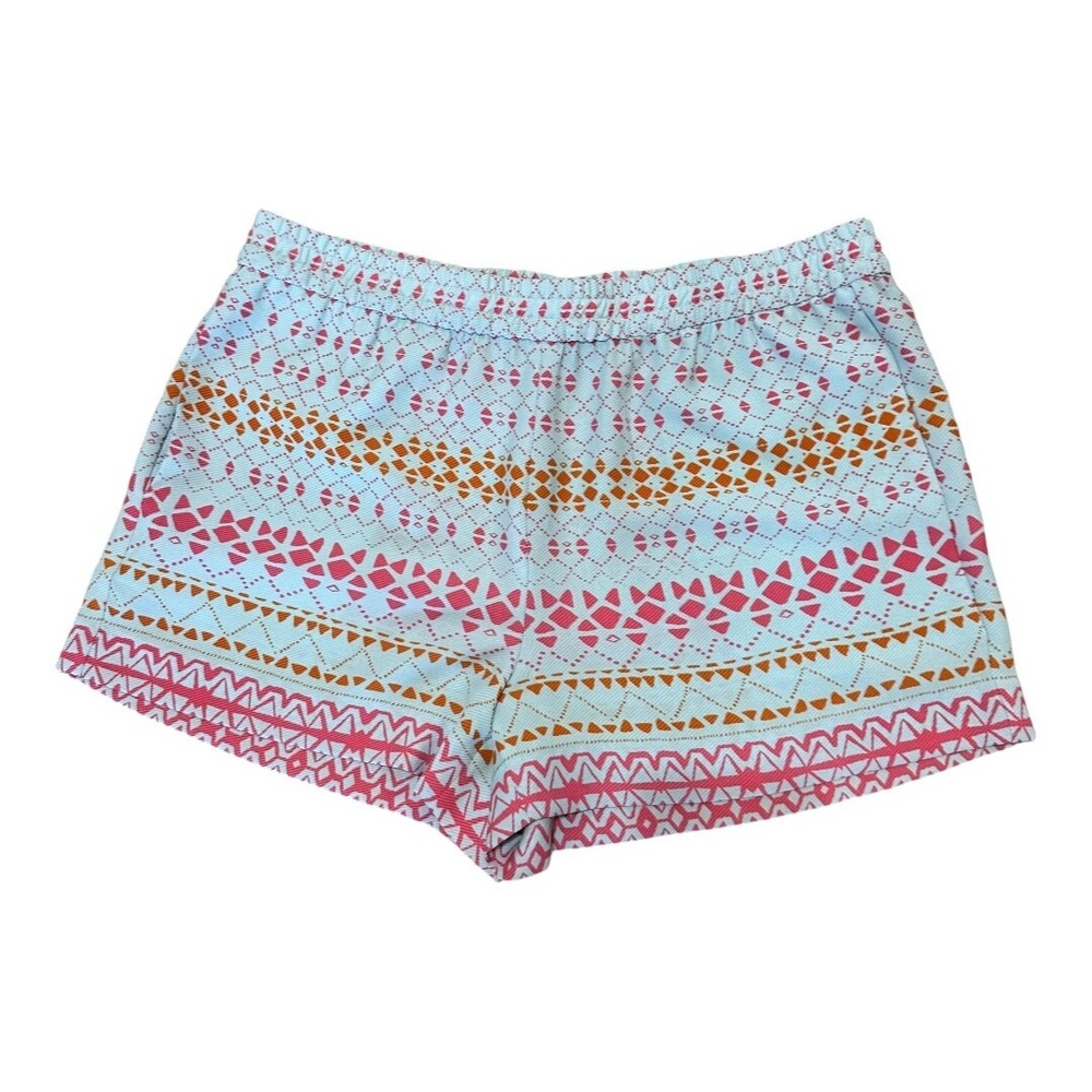 BCBGMaxAzria Womens Isacc Aqua Mist Geometric Print Shorts Elastic Waist M